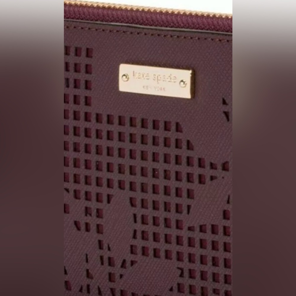 HOLD!!Authentic Kate Spade NY, Universal Zip Wristlet Wallet/Phone Case, Maroon - Picture 7 of 9